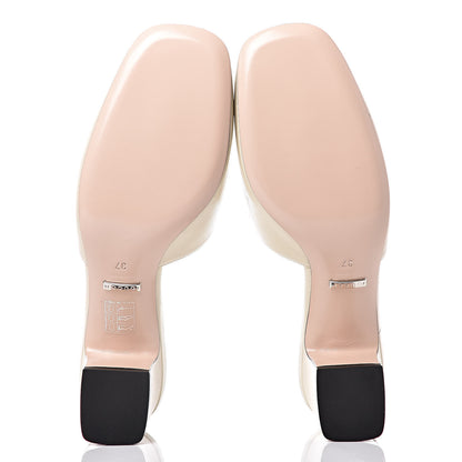 Gucci Malaga Kid Crystal Square G Madelyn Mules 37 Vintage White 5 of 8