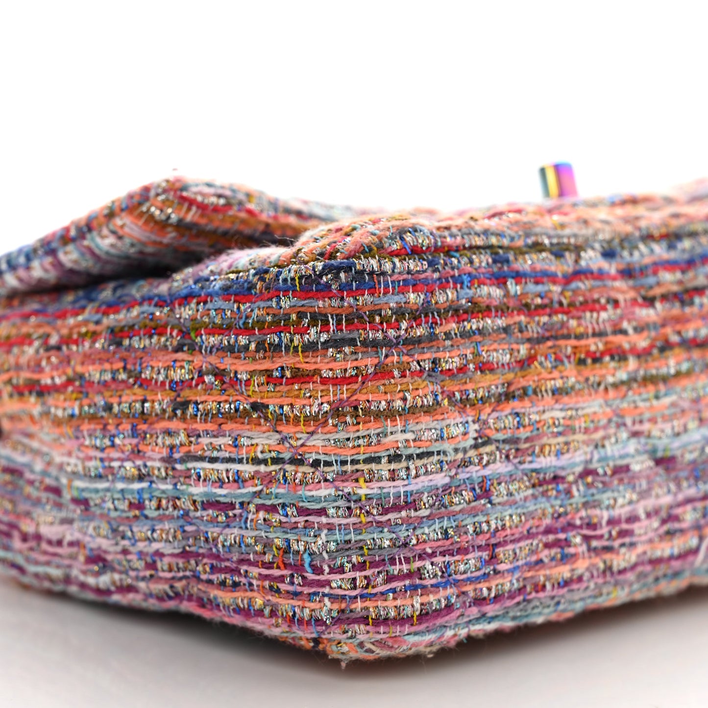 Tweed Quilted Mini Rectangular Flap Blue Pink Orange