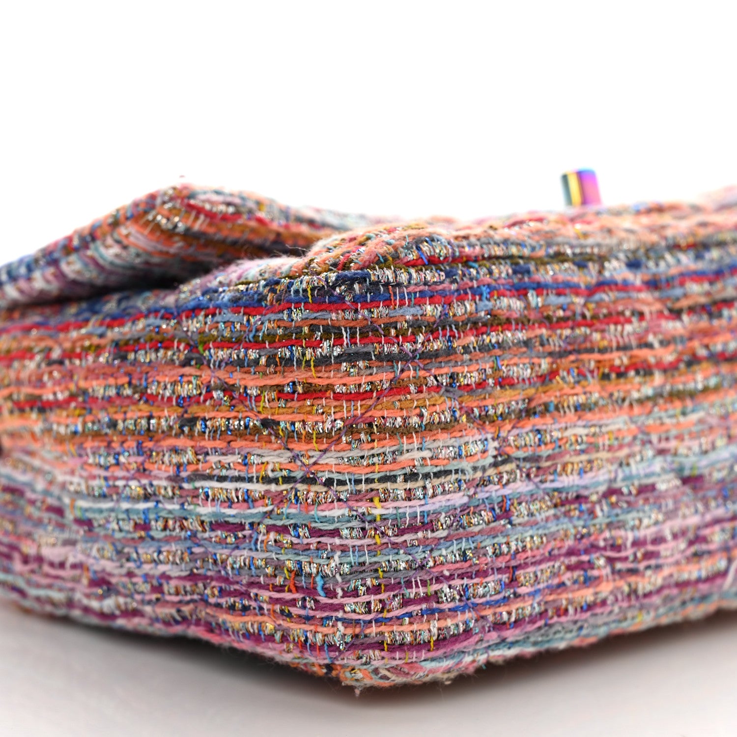 Chanel Tweed Quilted Mini Rectangular Flap Blue Pink Orange 9 of 10