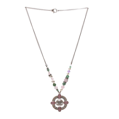 Chanel Crystal Pearl Gripoix Poured Glass Necklace Gold Green White Pink 3 of 6
