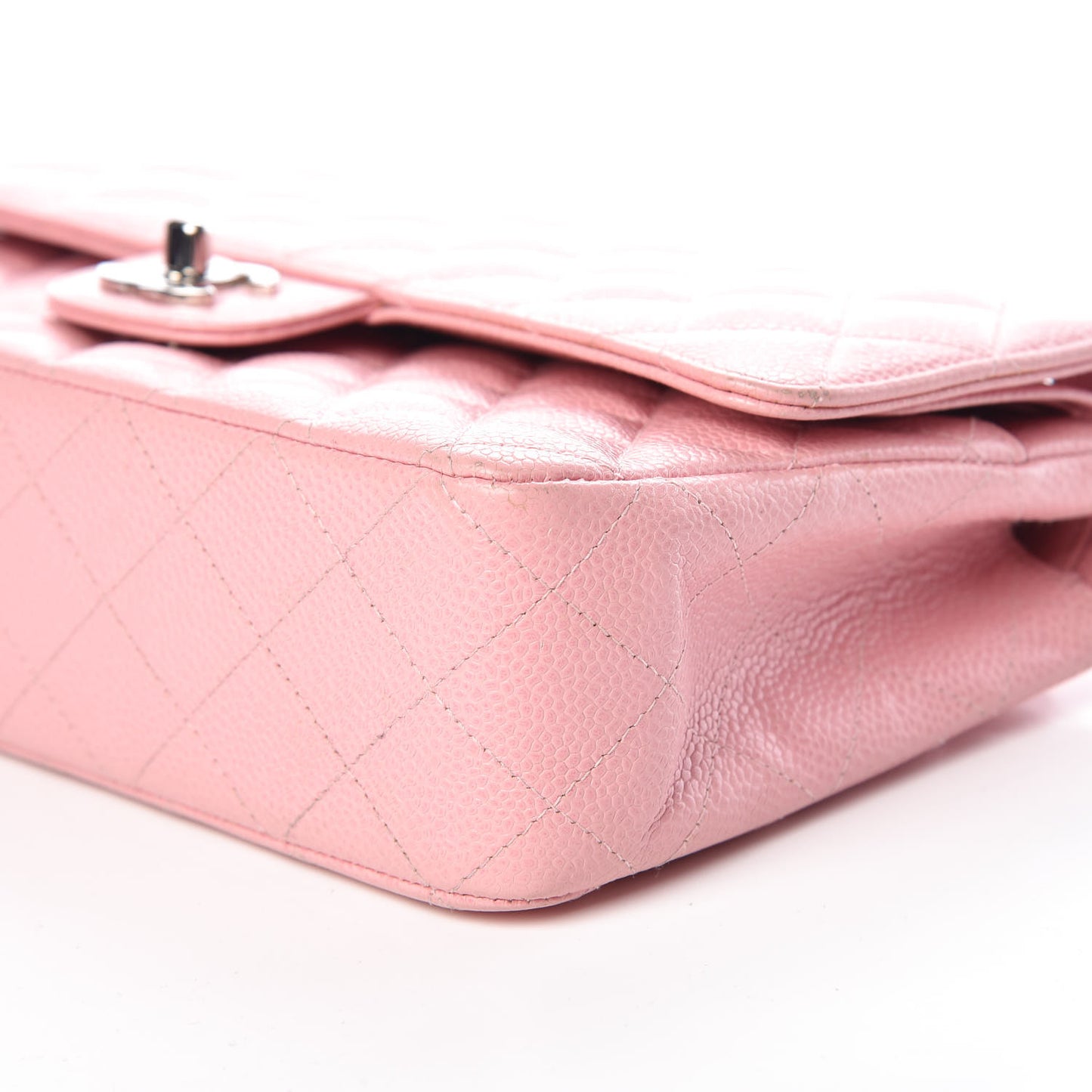 Caviar Quilted Medium Double Flap Pink