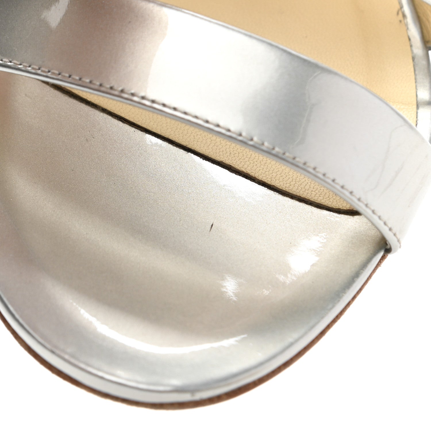 Chanel Metallic Patent Calfskin Sandals 39.5 Silver 9 of 13