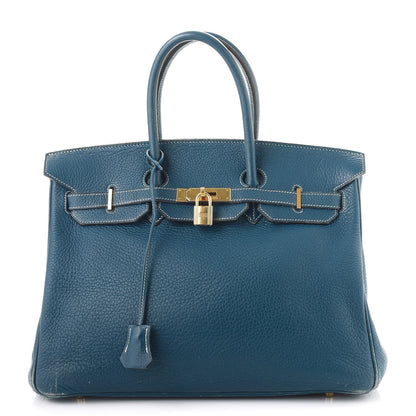 Hermes Taurillon Clemence Birkin 35 Bleu Thalassa 1 of 56