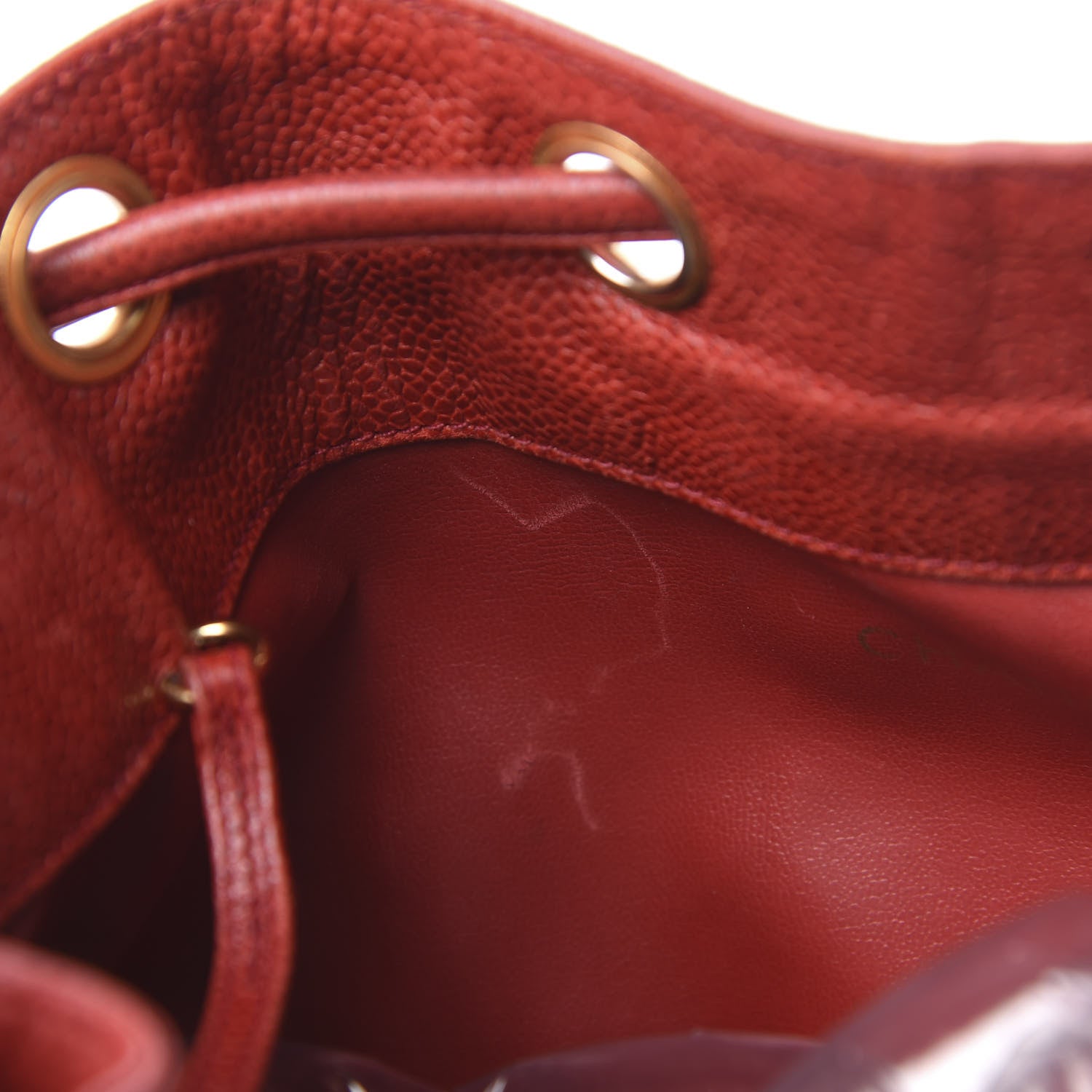 Chanel Caviar CC Drawstring Shoulder Bag Red 17 of 18