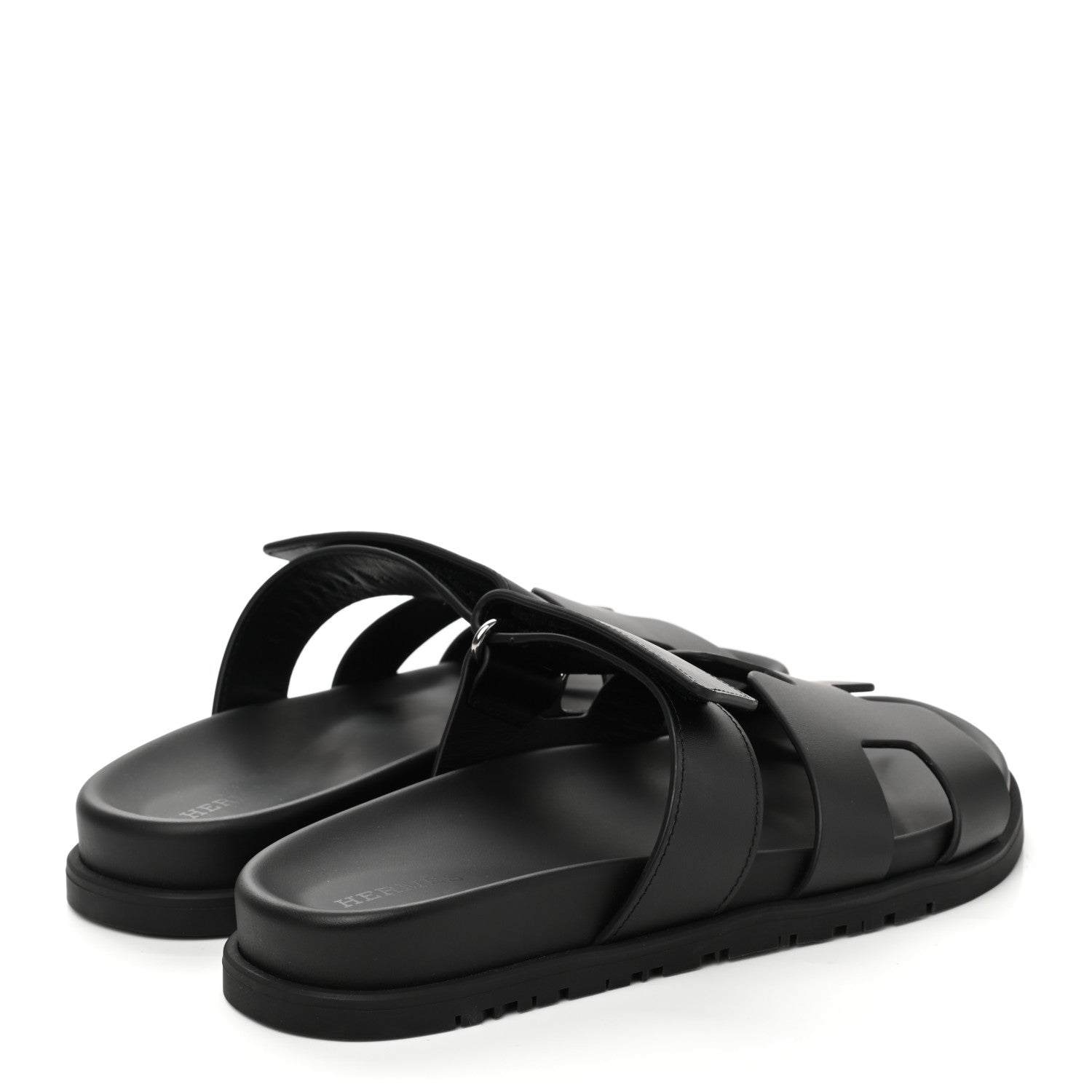 Hermes Calfskin Womens Chypre Sandals 36.5 Black 4 of 9