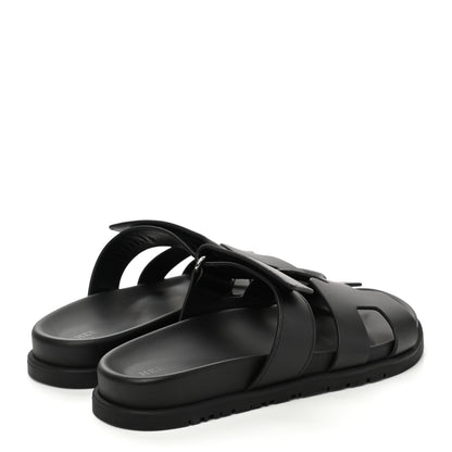 Hermes Calfskin Womens Chypre Sandals 36.5 Black 4 of 9