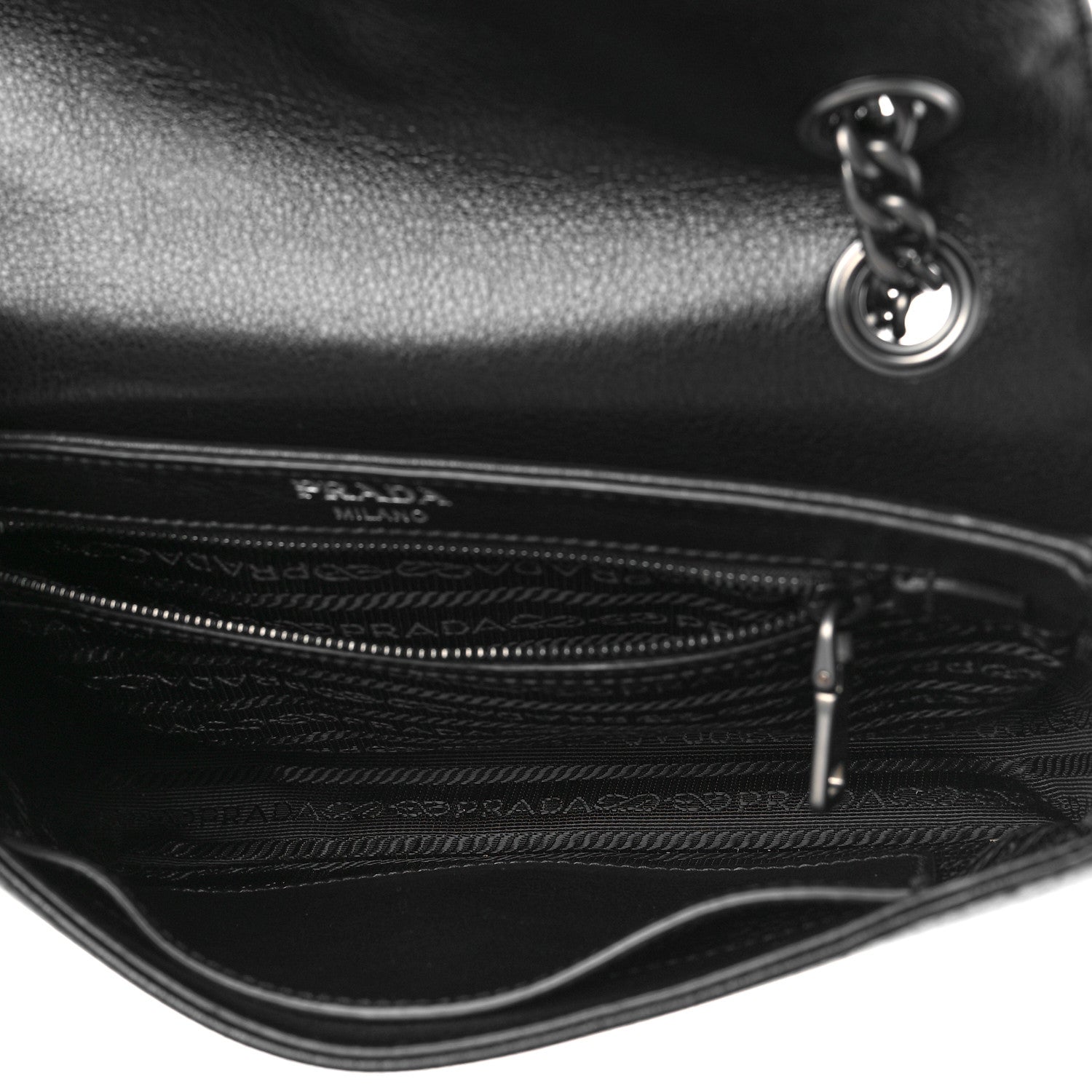 Prada Glace Calfskin Studded Crossbody Black 5 of 8
