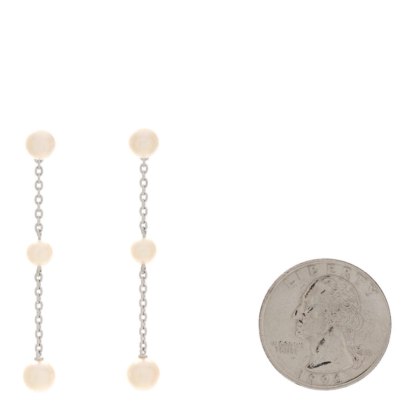 18K White Gold Akoya Cultured Pearl 4.5-6.5mm Triple Drop Earrings