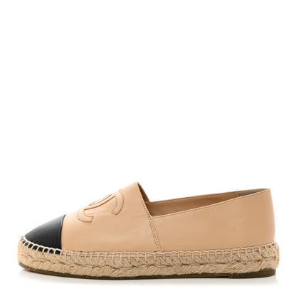 Chanel Lambskin CC Espadrilles 37 Beige Black 1 of 9
