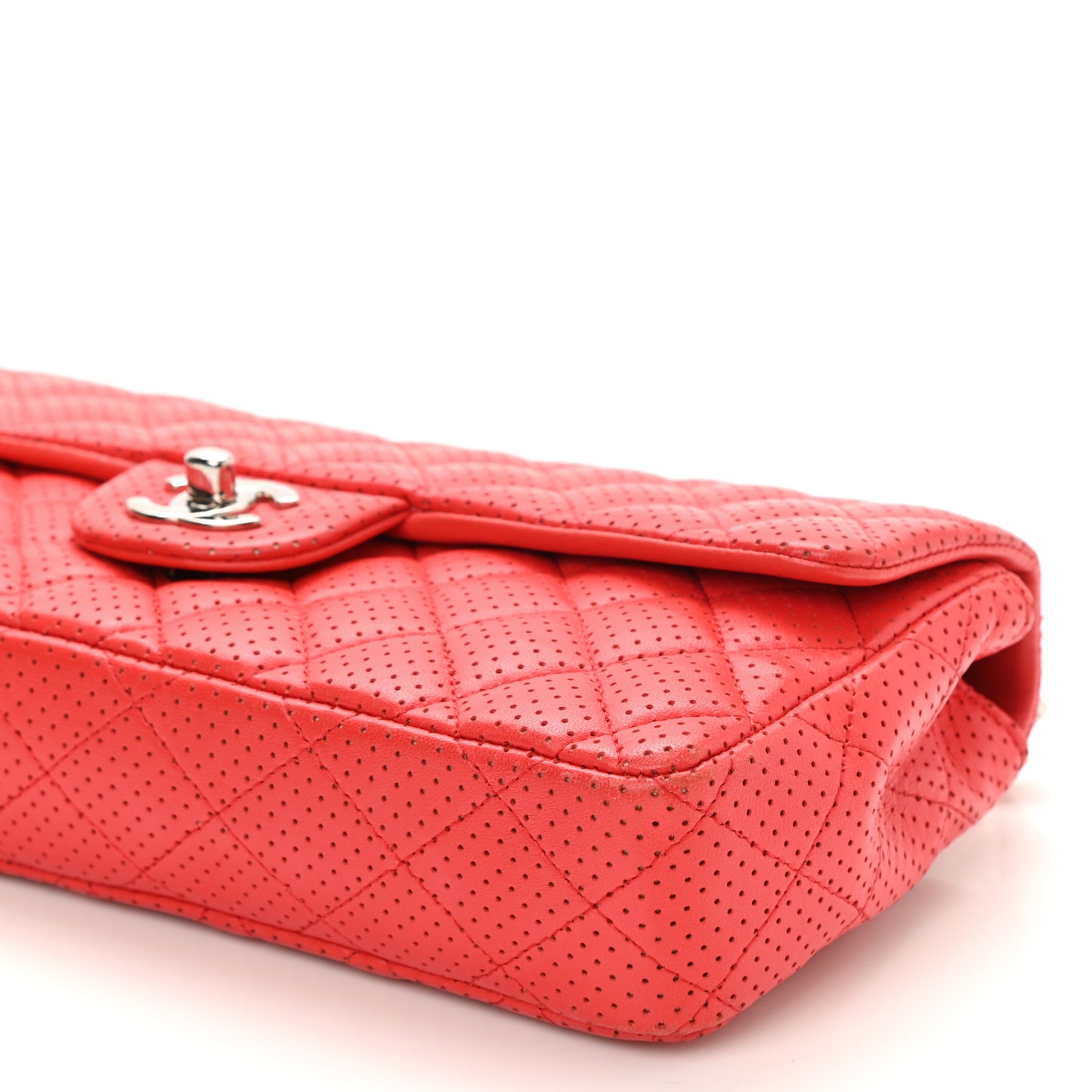 Lambskin Perforated East West Flap Red