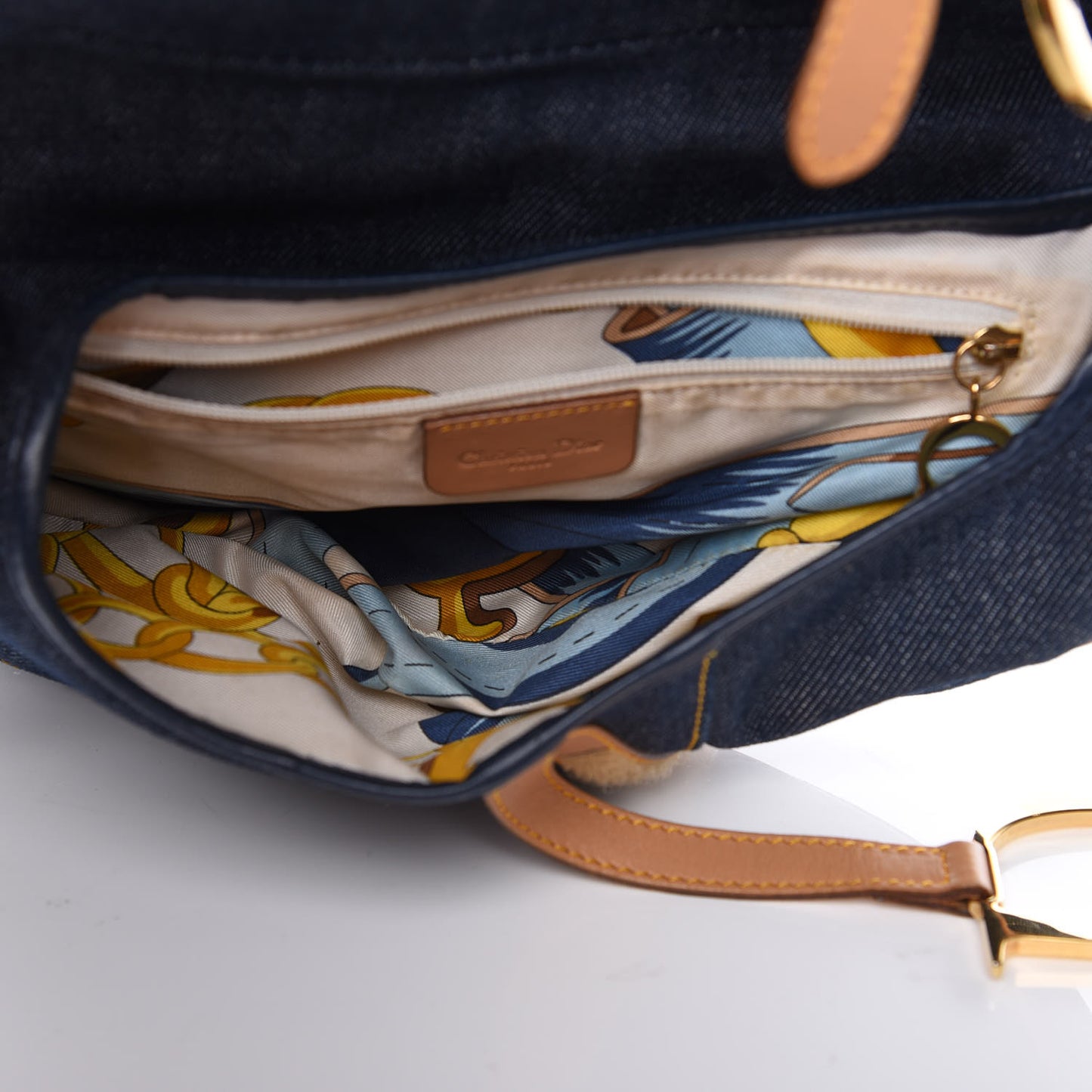 Denim Calfskin Saddle Bag Blue