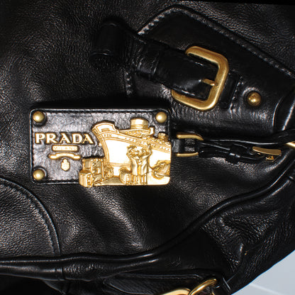 Prada Glace Calf Large Dome Satchel Black 7 of 12