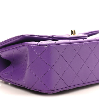 Chanel Lambskin Quilted Mini Top Handle Rectangular Flap Dark Purple 9 of 10