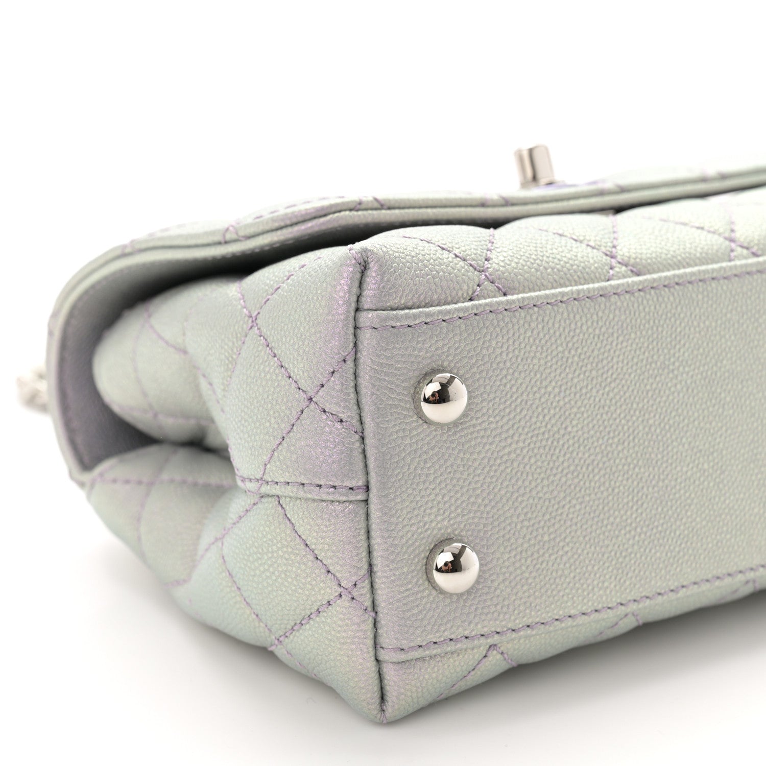 Chanel Iridescent Caviar Quilted Extra Mini Coco Handle Flap Purple 9 of 11
