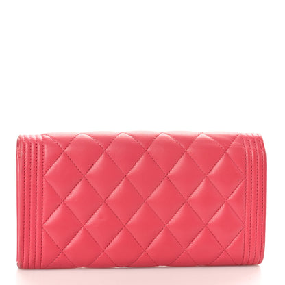 Chanel Lambskin Quilted Large Boy Gusset Flap Wallet Pink 3 of 12