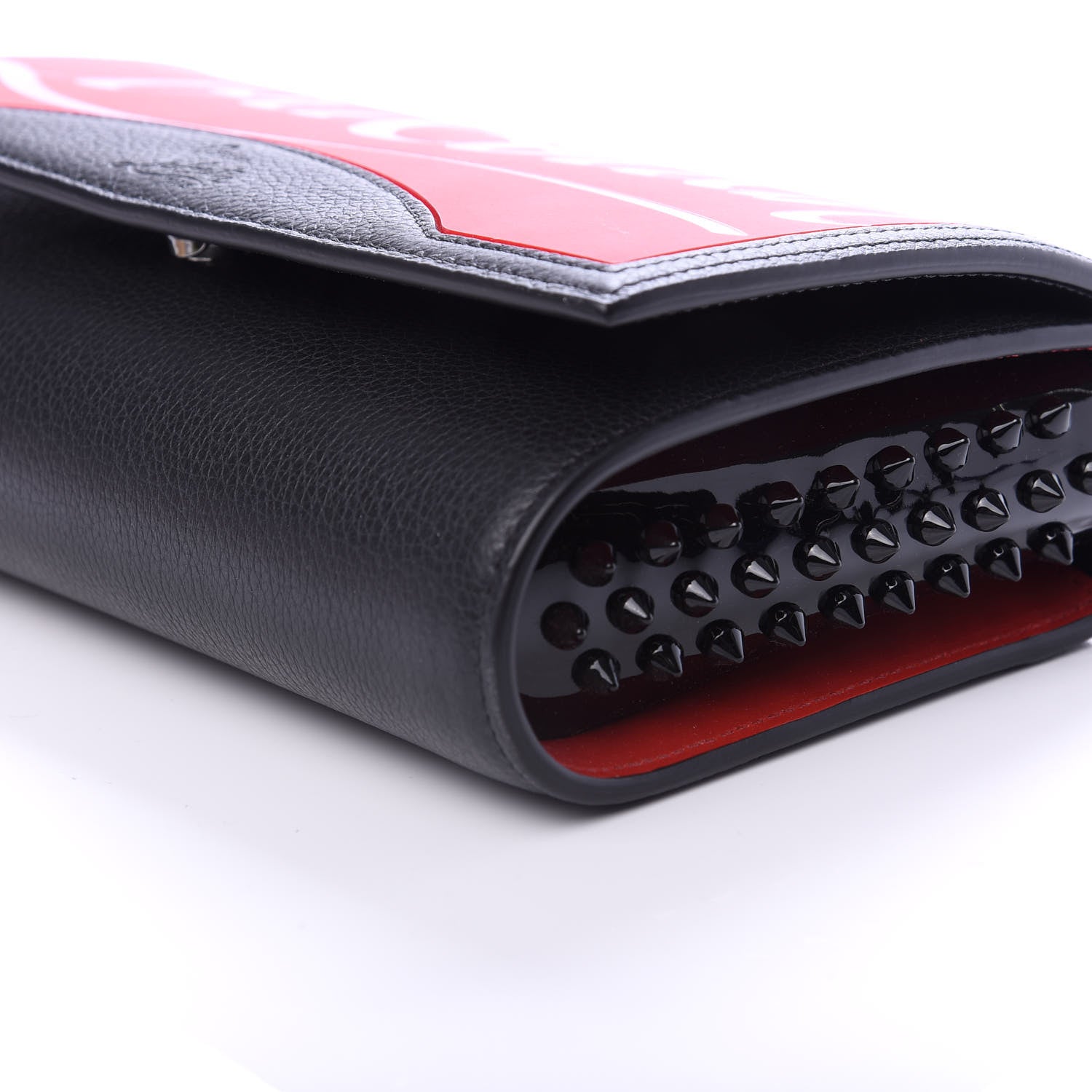 Christian Louboutin Calfskin Gomme Spikes Paloma Clutch Red 8 of 9