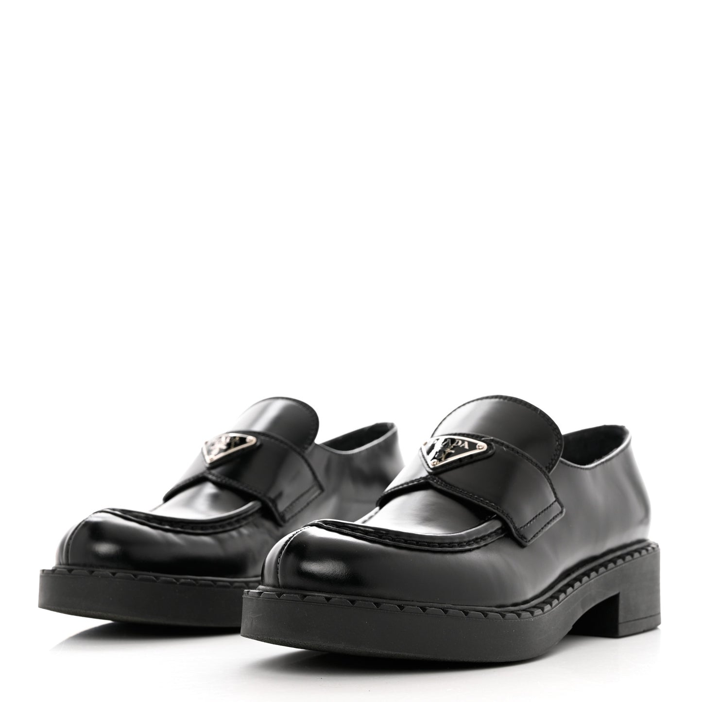 Spazzolato Metal Triangle Logo 50mm Loafers 39 Black