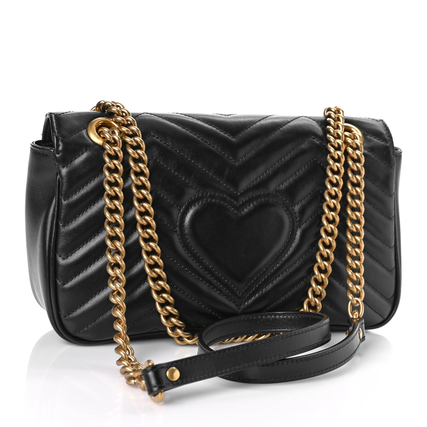 Calfskin Matelasse Small GG Marmont Shoulder Bag Black
