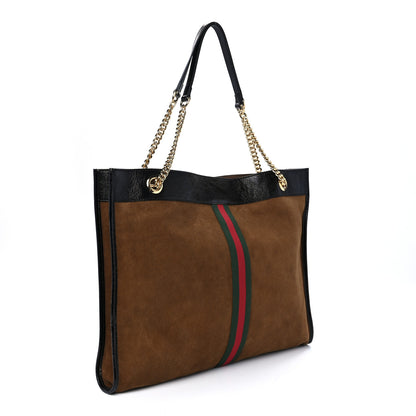 Gucci Suede Patent Large Rajah Chain Tote Nocciola Black 4 of 10