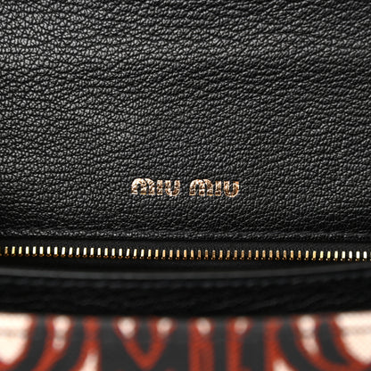 Miu Miu Jacquard Madras Confidential Logo Shoulder Bag Black 6 of 9