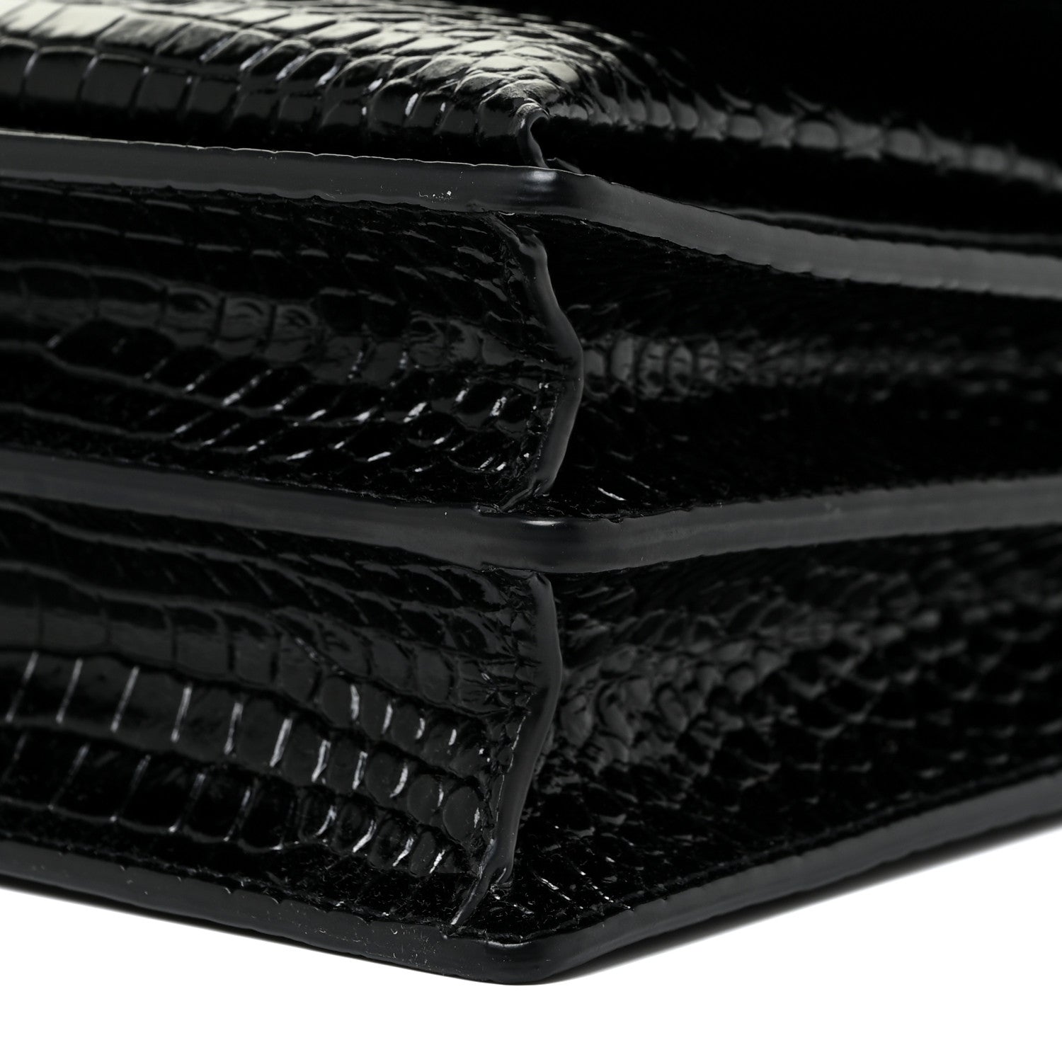 Saint Laurent Calfskin Crocodile Embossed Medium Monogram Sunset Black 11 of 14