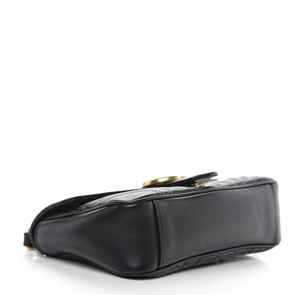 Gucci Calfskin Matelasse Small GG Marmont Shoulder Bag Black 3 of 13