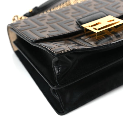 Fendi Vitello Liberty Bi-Color FF 1974 Embossed Small Kan U Shoulder Bag Maya Black 8 of 9