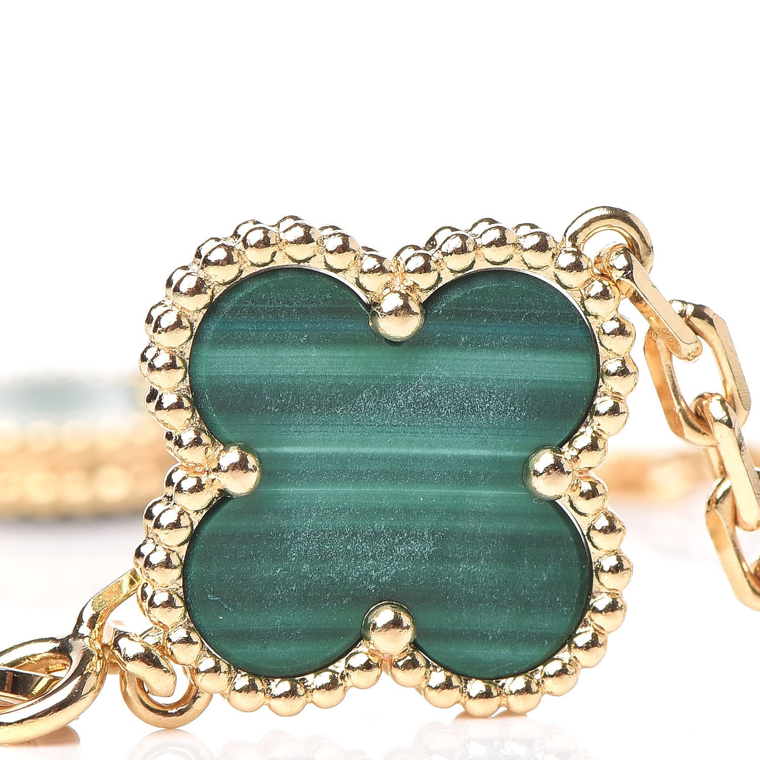 Van Cleef & Arpels 18K Yellow Gold Malachite 5 Motifs Vintage Alhambra Bracelet 6 of 10