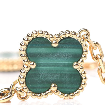 Van Cleef & Arpels 18K Yellow Gold Malachite 5 Motifs Vintage Alhambra Bracelet 6 of 10