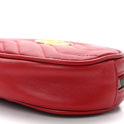 Gucci Calfskin Matelasse GG Marmont Belt Bag 85 34 Hibiscus Red 9 of 10