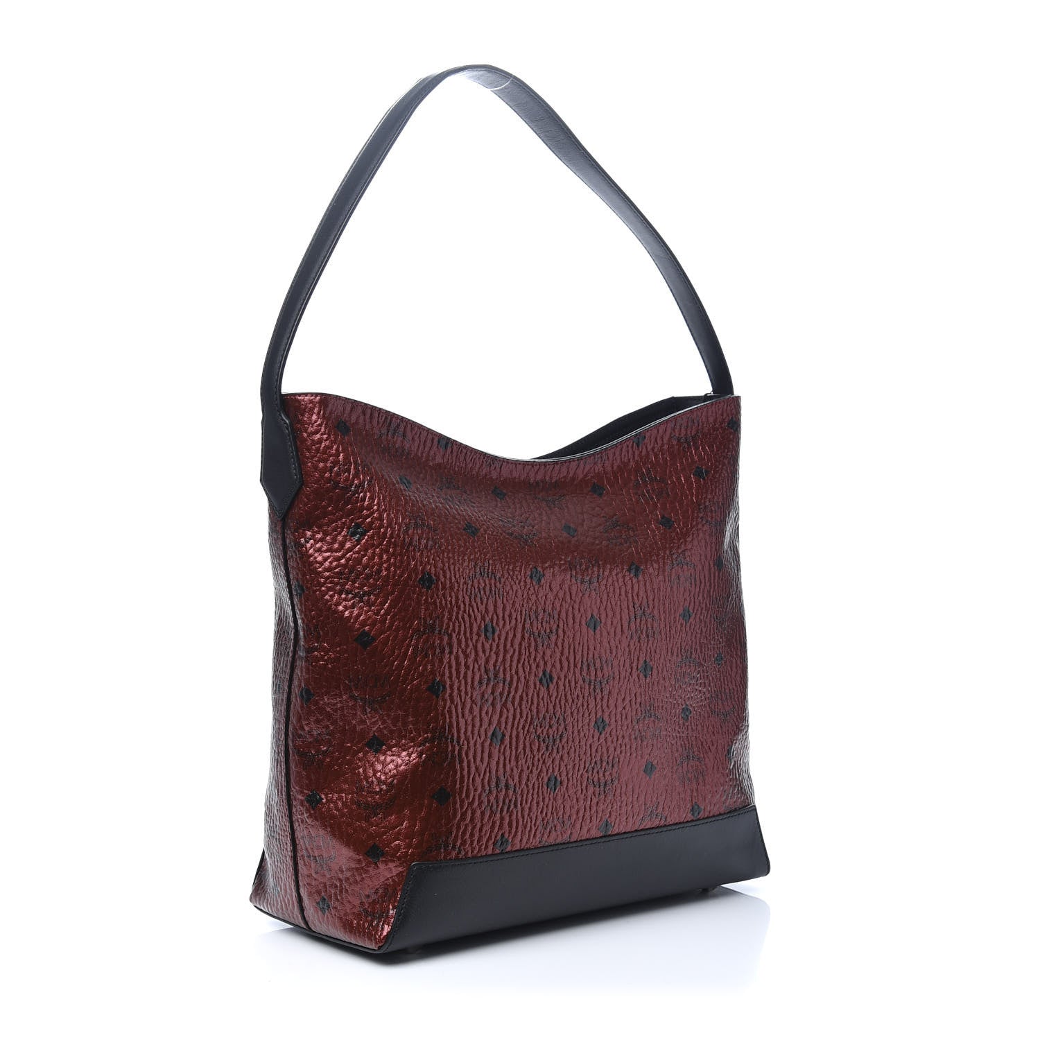 MCM Metallic Visetos Spot Medium Hobo Bag Scooter Red 3 of 8