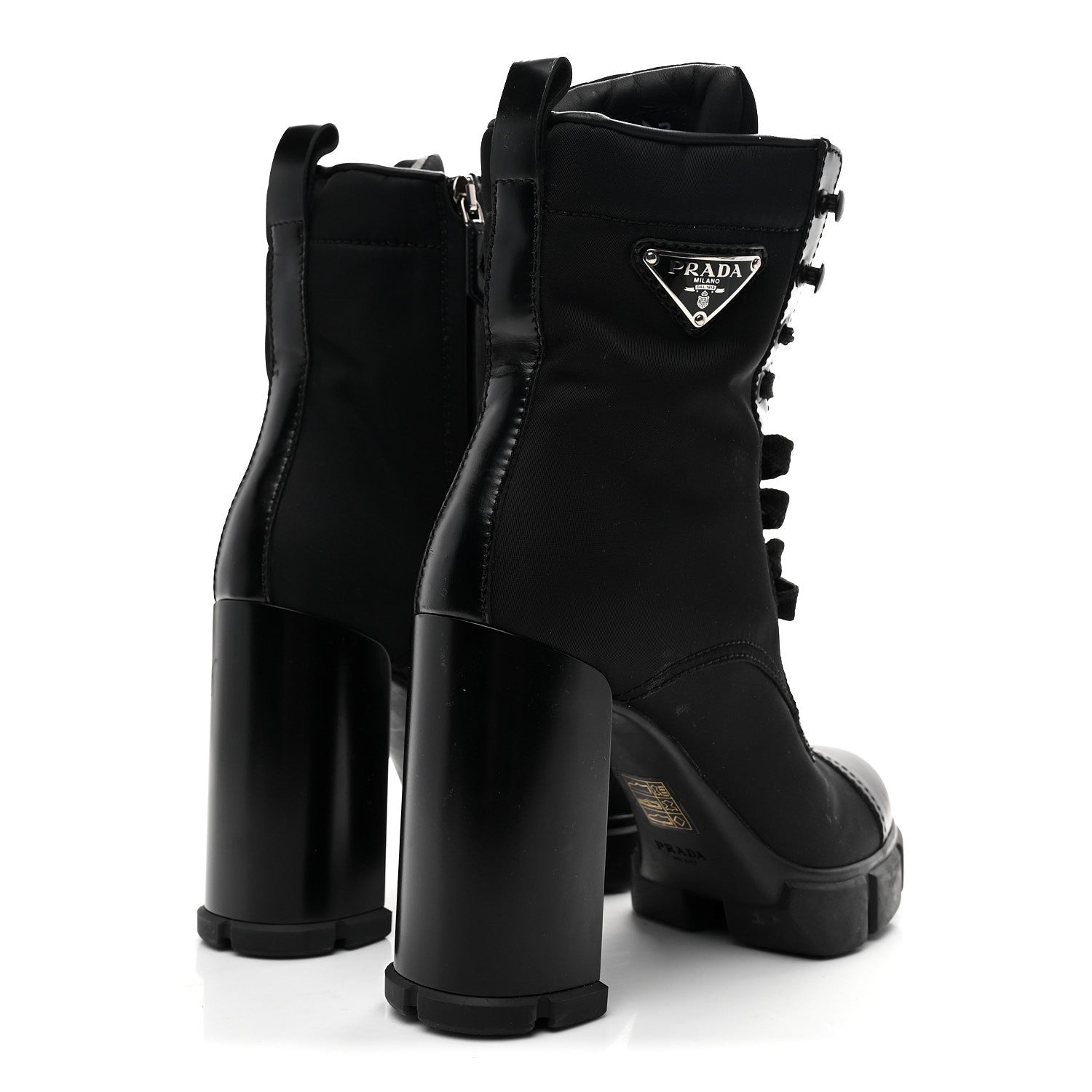 Prada Vitello Montana Re-Nylon Metal Triangle Logo 110mm Ankle Boots 36.5 Black 5 of 9