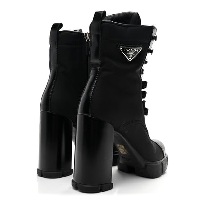 Prada Vitello Montana Re-Nylon Metal Triangle Logo 110mm Ankle Boots 36.5 Black 5 of 9