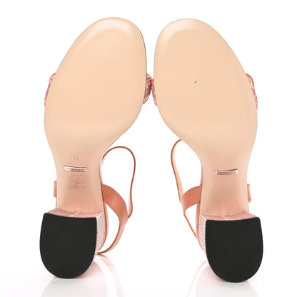 Gucci Sequin Satin Malaga Kid GG Marmont Ankle Wrap 75mm Sandals 40.5 Antique Rose Rosa Pale Pink 5 of 8