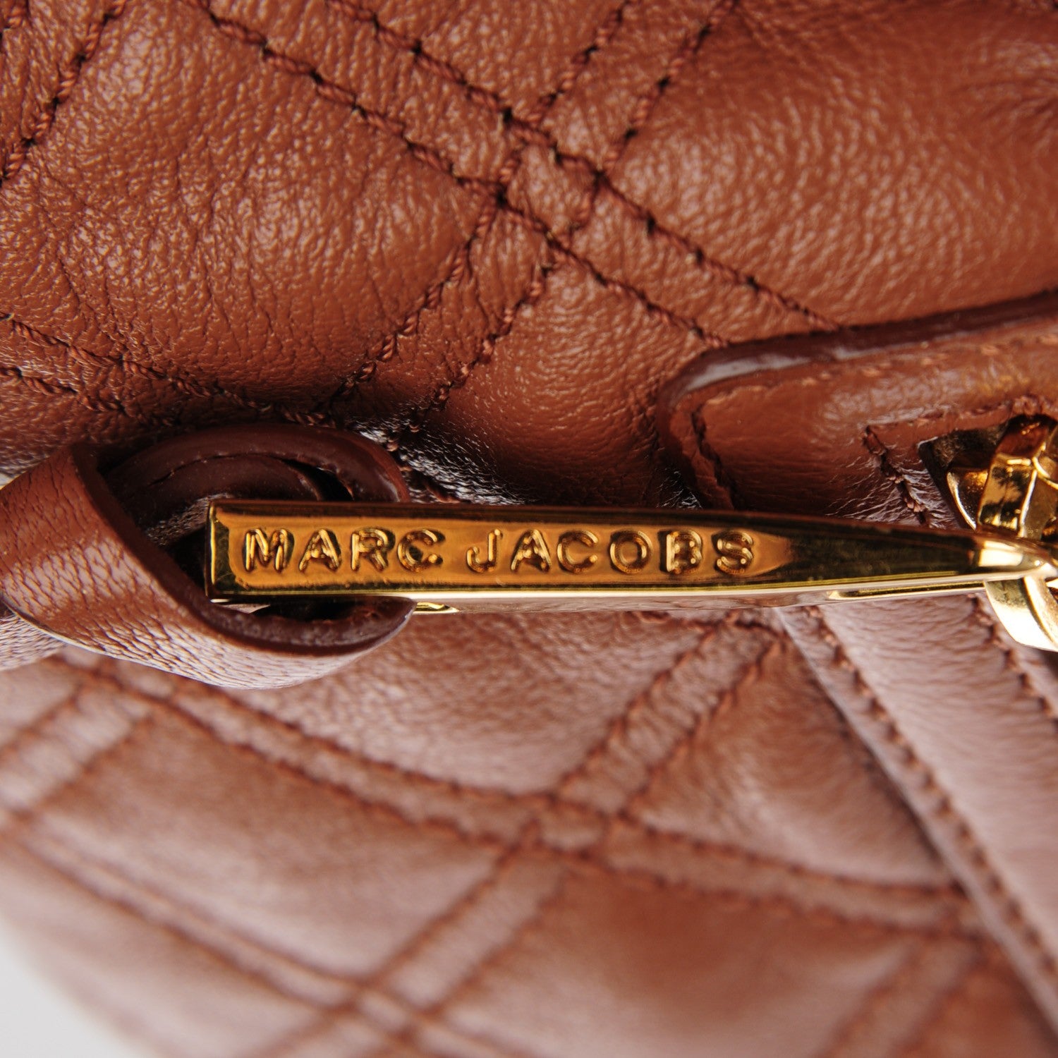 Marc Jacobs Calfskin Quilted Stam Tobacco 2 of 10