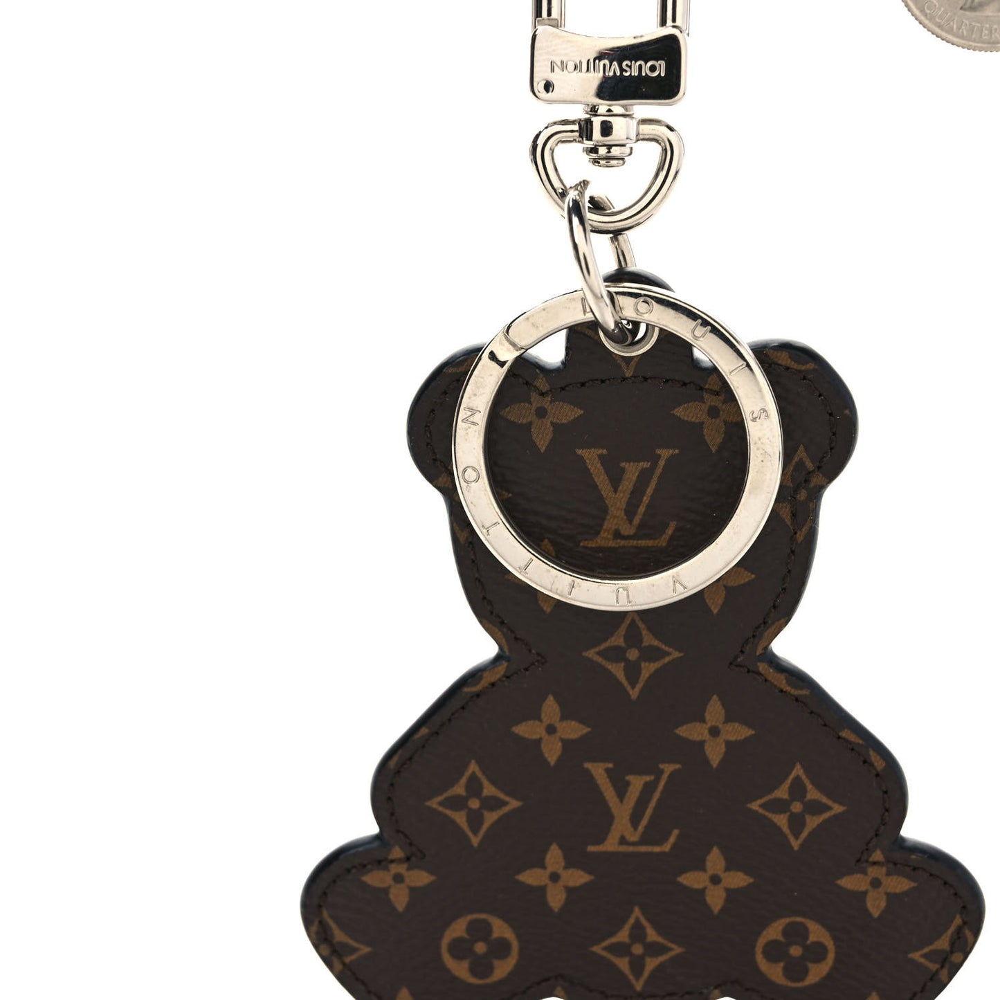 Monogram Teddy Bear Bag Charm Key Holder Brown