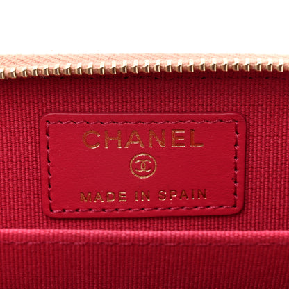Chanel Caviar Quilted Perforated CC Zip Coin Purse Pink 6 of 11