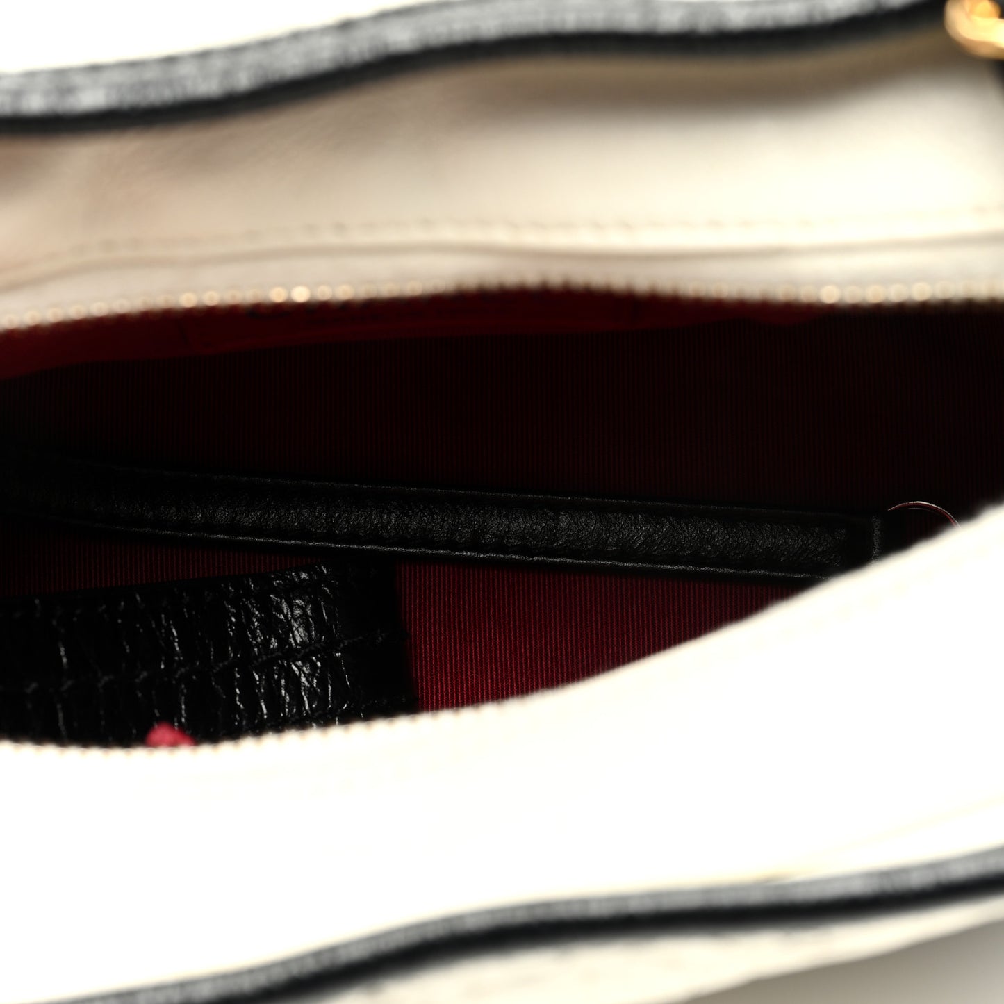 Aged Calfskin Quilted Small Gabrielle Hobo Black White