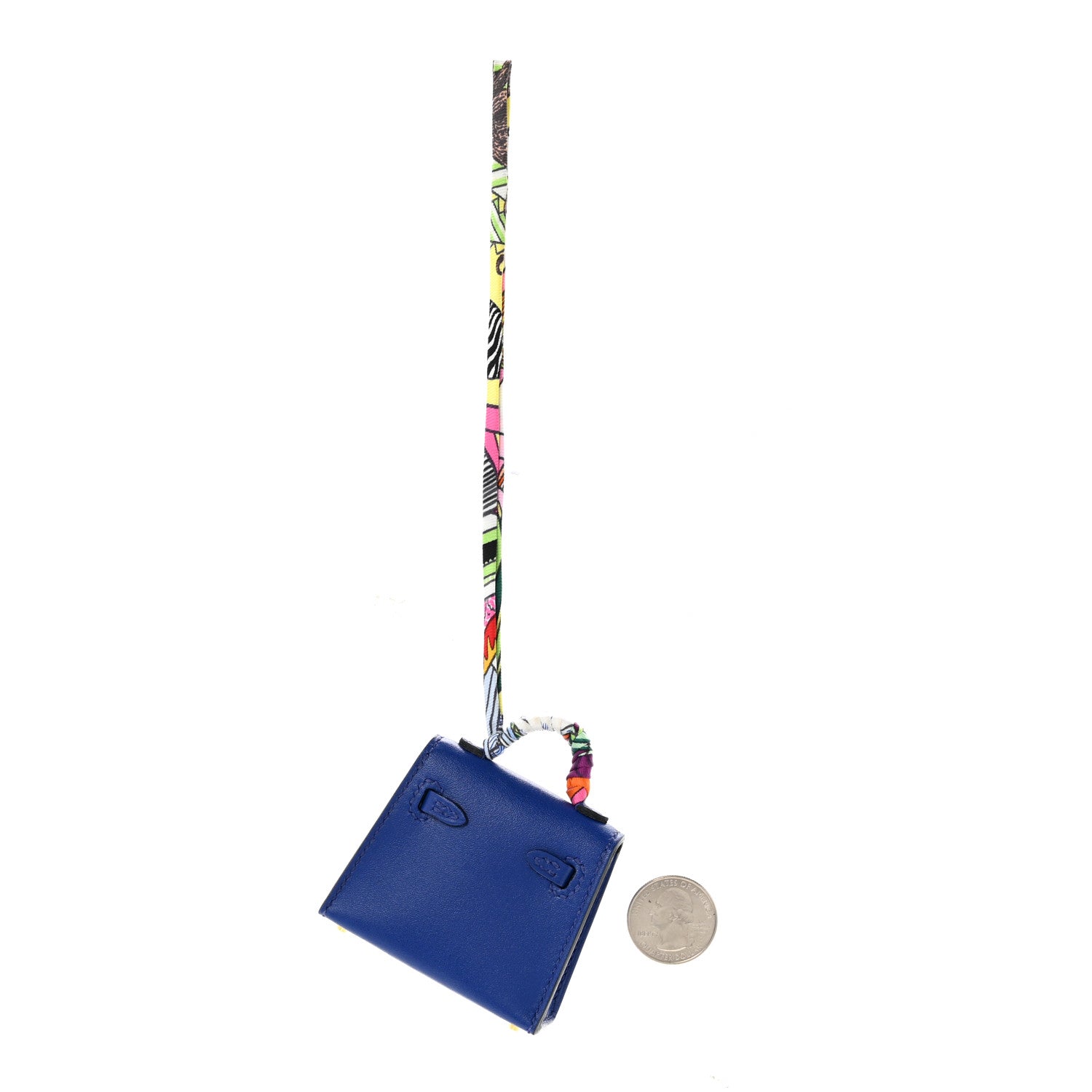 Hermes Tadelakt Mini Kelly Twilly Bag Charm Bleu Electrique 2 of 8