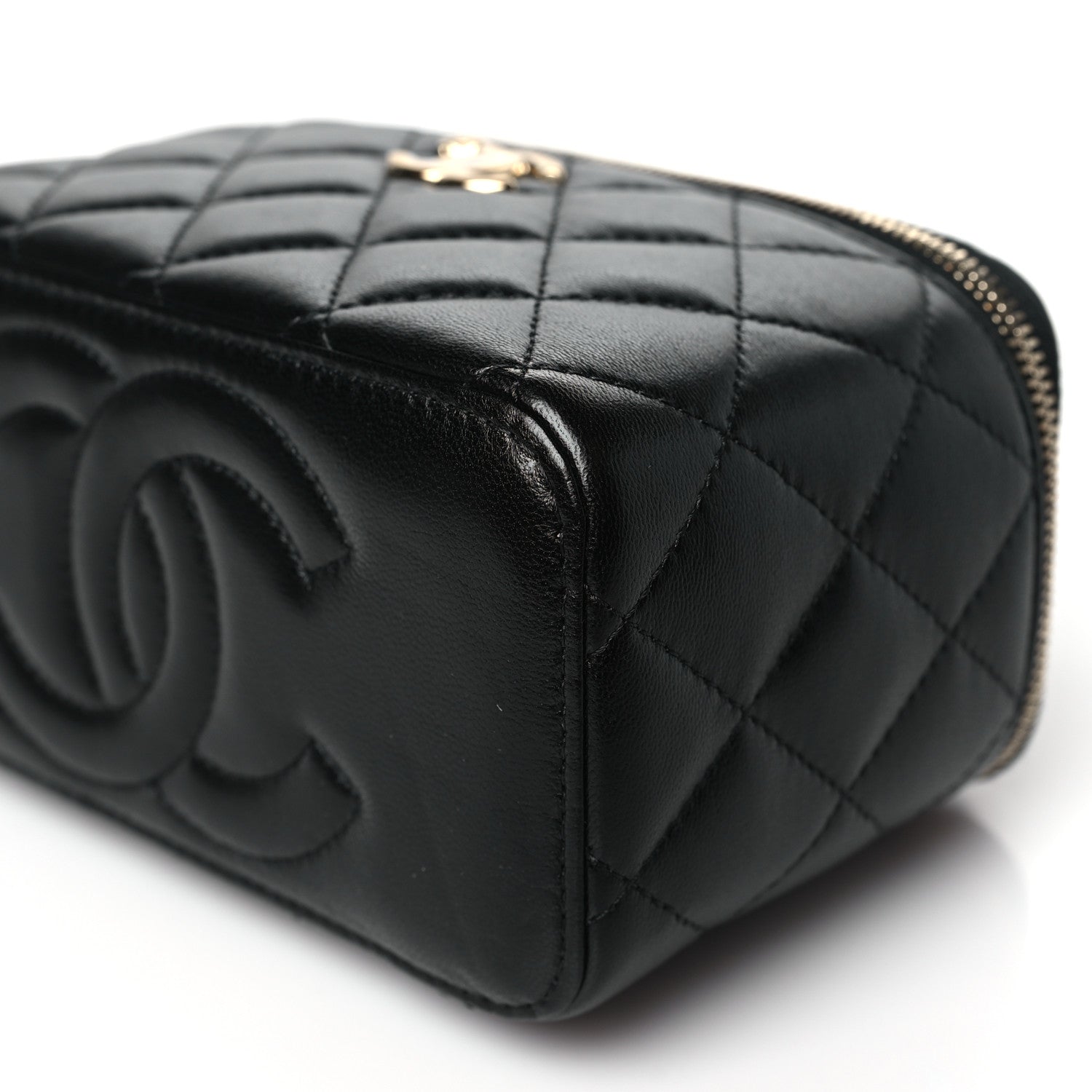 Chanel Lambskin Quilted Small Charming Top Handle Vanity Case With Chain Black 10 of 10