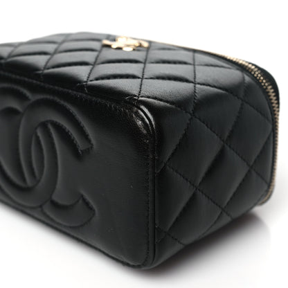 Chanel Lambskin Quilted Small Charming Top Handle Vanity Case With Chain Black 10 of 10