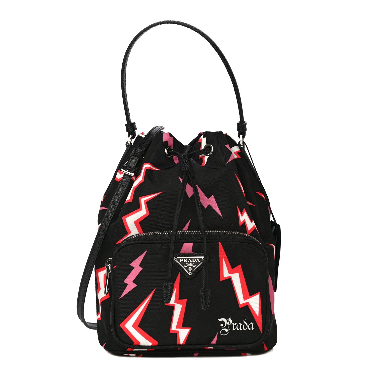 Prada X UNIVERSAL STUDIOS Tessuto Nylon Saffiano Thunder Frankenstein Mini Bucket Crossbody Bag Lacca 1 of 10