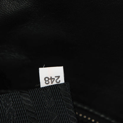 Prada Calfskin Baiadera Striped Shopping Tote Black Caramel White 7 of 7