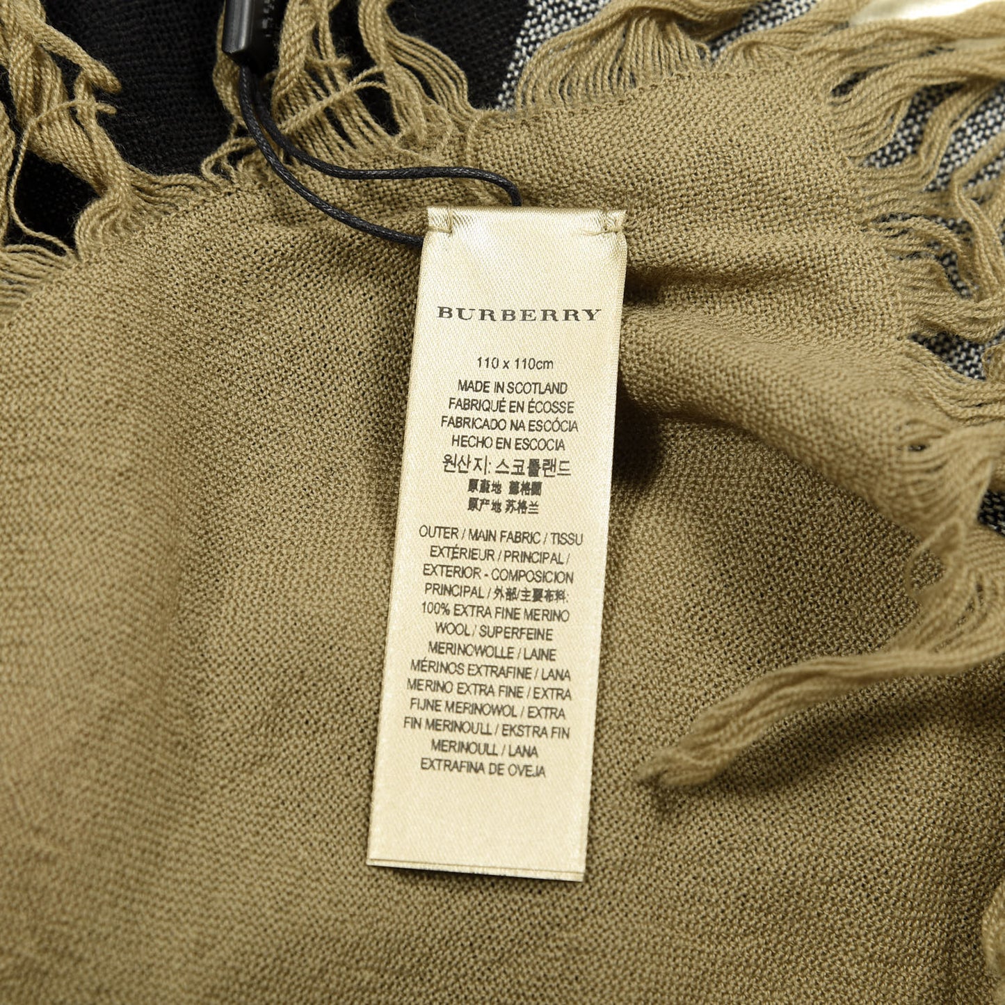 Merino Wool House Check Square Scarf Brown