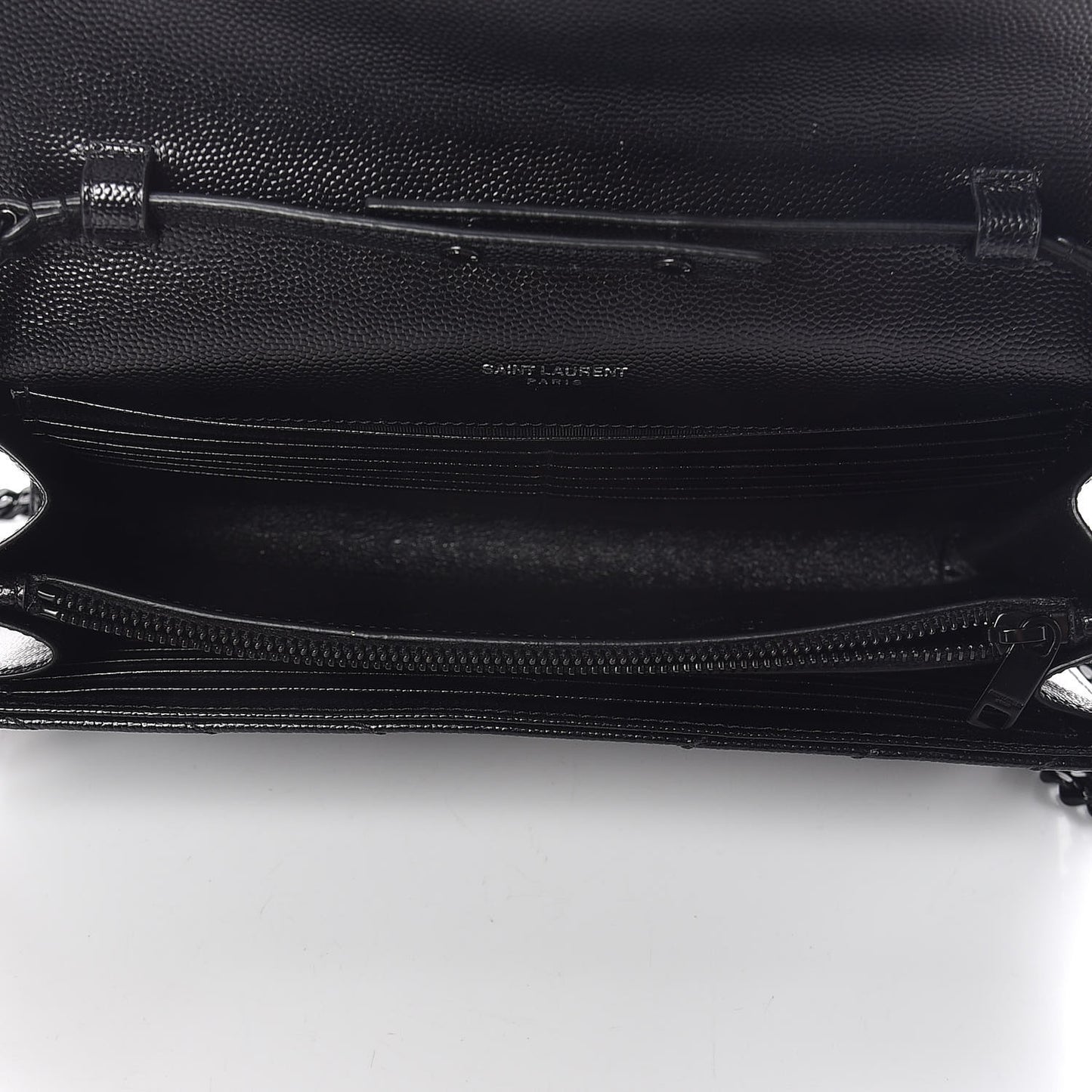 Grain De Poudre Matelasse Chevron Monogram Chain Wallet Black