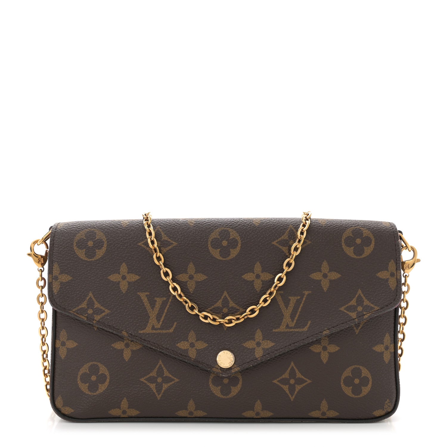 Louis Vuitton Monogram Pochette Felicie Chain Wallet Fuchsia 1 of 12