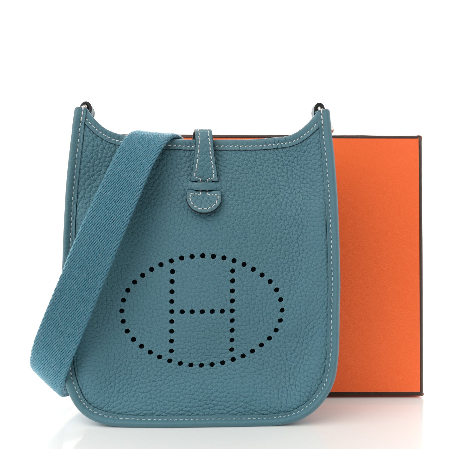 Hermes Taurillon Clemence Evelyne TPM New Blue Jean 11 of 11