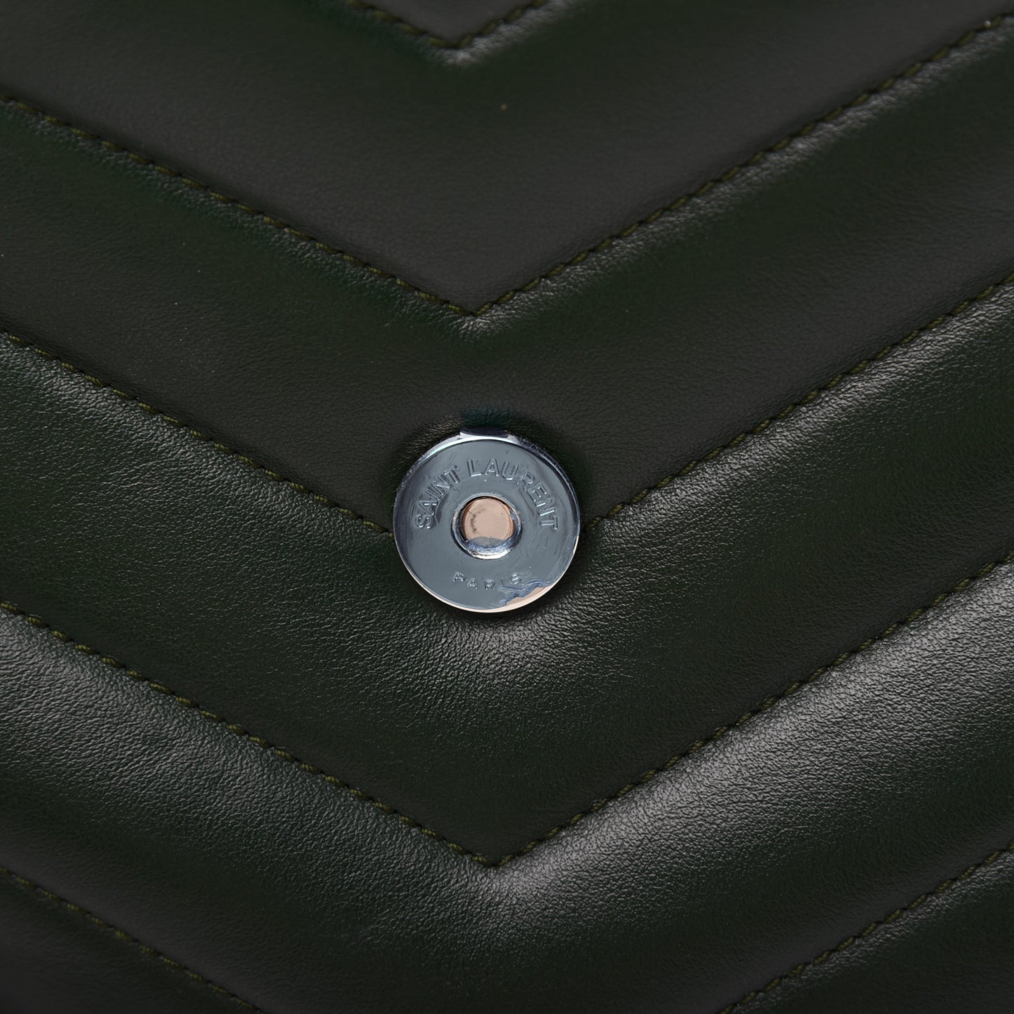 Calfskin Y Quilted Monogram Medium Loulou Chain Satchel Olive