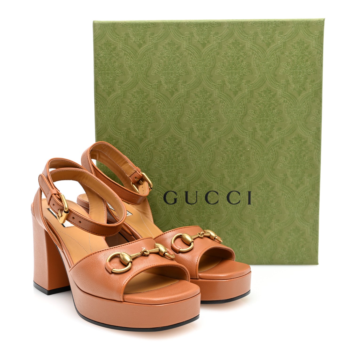 Gucci Quentin Granada Kid Horsebit 25/60mm Platform Sandals 37 Harness Brown 8 of 8