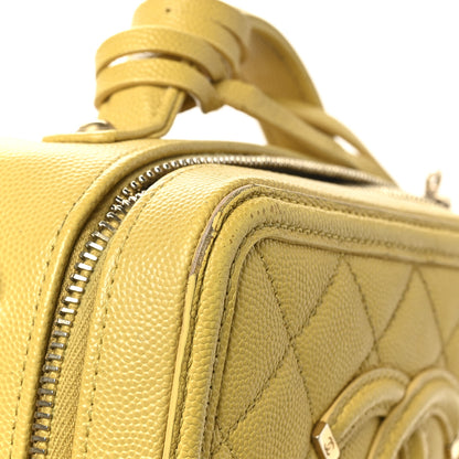 Chanel Caviar Quilted Small CC Filigree Vanity Case Yellow 11 of 11